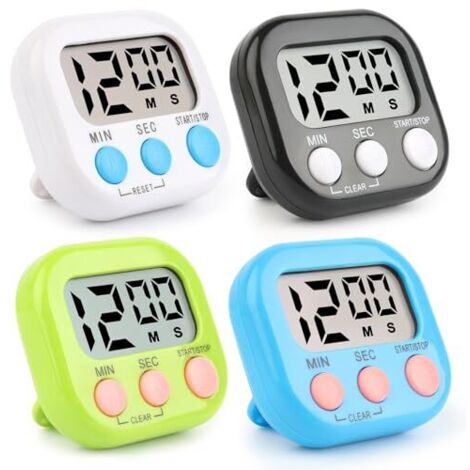 [MAI USATO]Timer da cucina magnetico da 4 pezzi, timer digitale per bambini con supporto pieghevole, timer digitale per conto alla rovescia per cucina, scuola (4 colori-001)