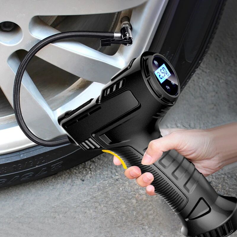 Image of [MAI UTILIZZATO] Pompa di aria elettrica per auto da 120 W Pompa gonfiabile per pneumatici per auto Compressore d'aria digitale ricaricabile