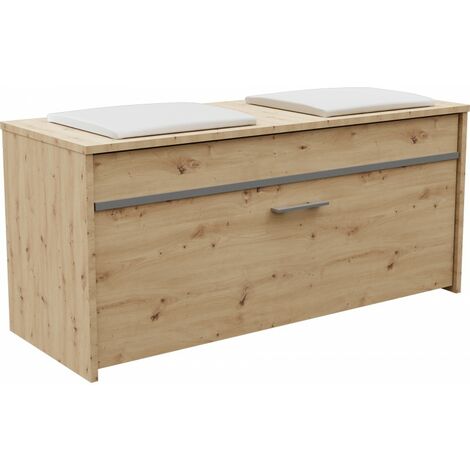 MAIA - Meuble à chaussures avec coussin 100x46x38 - Banc rangement à chaussures 2 niches - Meuble d'entrée moderne Vestiaire - Marron