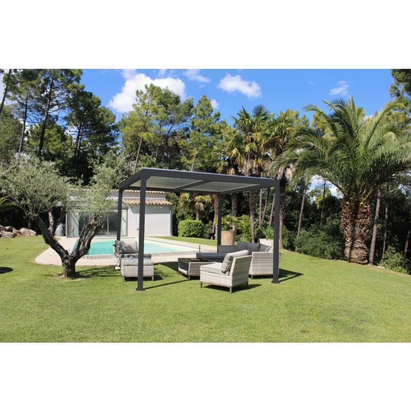 Maia - Pergola Bioclimatique Autoportante 3X3M En Aluminium Coloris Anthracite