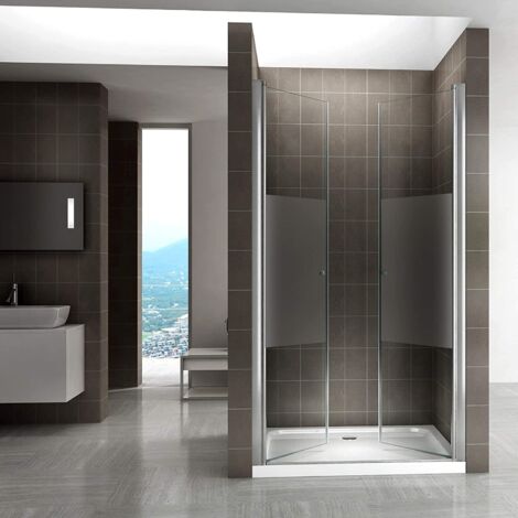 MAIA Porte de douche 80x195 cm verre sérigraphié - ajustable de 80 à 84 cm