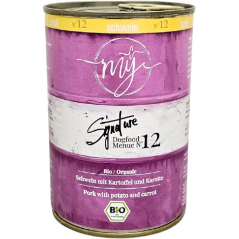 Maiale biologico 73% con patate e carote 410g per cani  allergie  intolleranze alimentari  My Signature