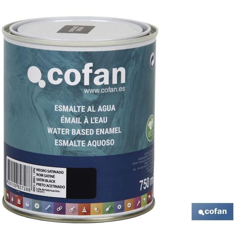 Émail à base d'eau (750 ml) noir satiné