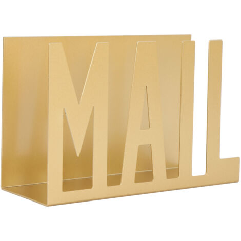 Mail Organizer Metal Stylish Hollow Design Desktop Mail Holder for Bills Letters Papers Gold