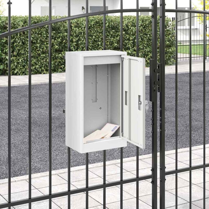 vidaXL Mailbox with Storage with Door White 30 x 20 x 55 cm Steel