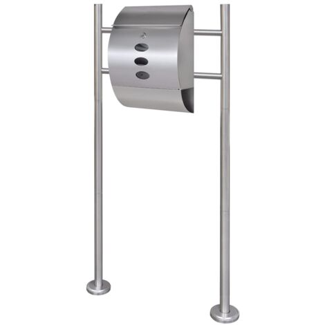 Mailbox on Stand Stainless Steel - Silver