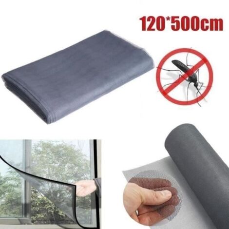Maille Moustiquaire Découpable pour Fenêtre Porte Ecran Filet Anti-moustique 120x500cmgris