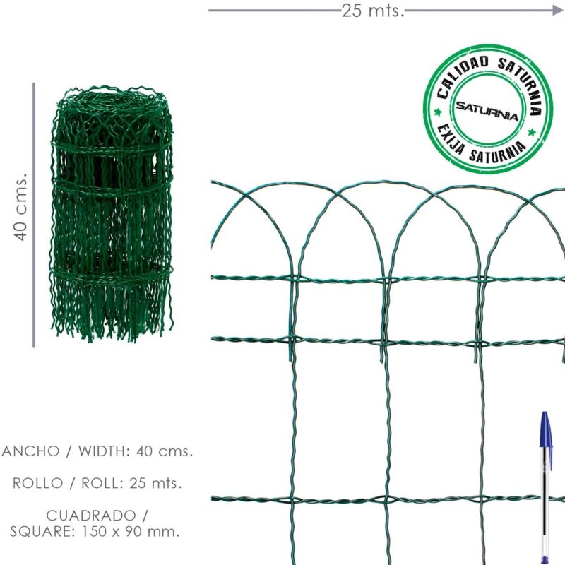 Saturnia - Malla Electrosoldada Plastificada Residence 40 cm. Rollo 25 Metros