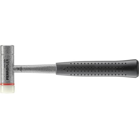 Maillet à frappe amortie FERROPLEX Longueur 290 mm Ø de la tête 30 mm dur tube d'acier nylon blanc/acier traité