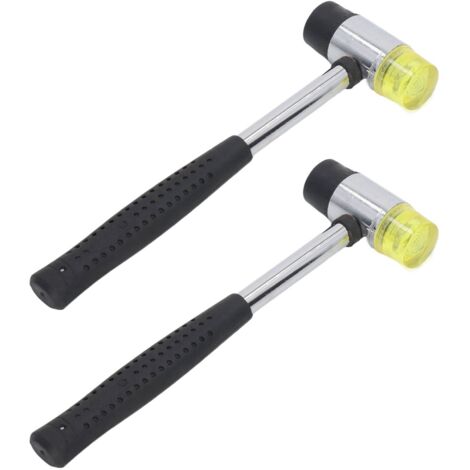 Maillet en Caoutchouc 25mm avec Manche Acier et Embout Amovible pour Travail du Bois et Bijouterie - 2 Pièces