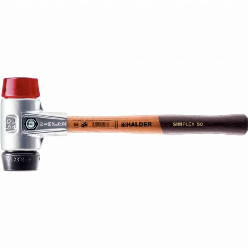 Halder - Maillet simplex Caoutchouc chargé / plastique avec boîtier en aluminium et manche en bois - D=40 mm - 3126.040