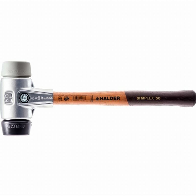 Halder - Maillet simplex Caoutchouc chargé / tpe moyen avec boîtier en aluminium et manche en bois - D=30 mm - 3123.030