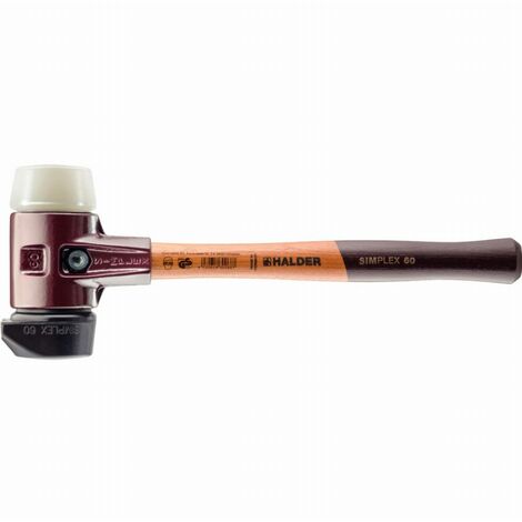 Maillet HALDER SIMPLEX Caoutchouc chargé, avec pied intégré / nylon, avec boîtier en fonte malléable et manche en bois de haute qualité - D=60 mm - 3028.260