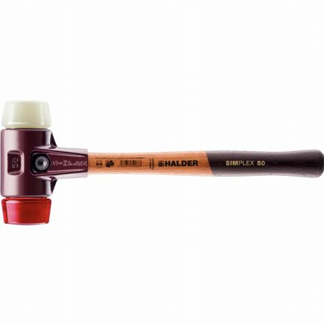 Maillet HALDER SIMPLEX Plastique / nylon avec boîtier en fonte malléable et manche en bois - D=40 mm - 3068.040