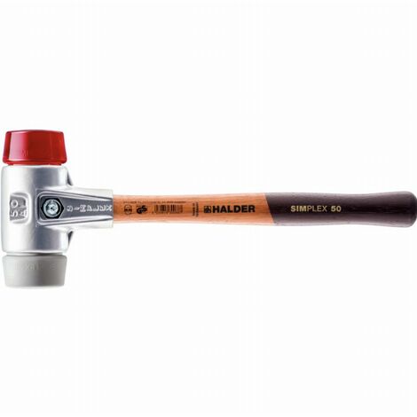 Maillet HALDER SIMPLEX TPE moyen / plastique avec boîtier en aluminium et manche en bois - D=50 mm - 3136.050
