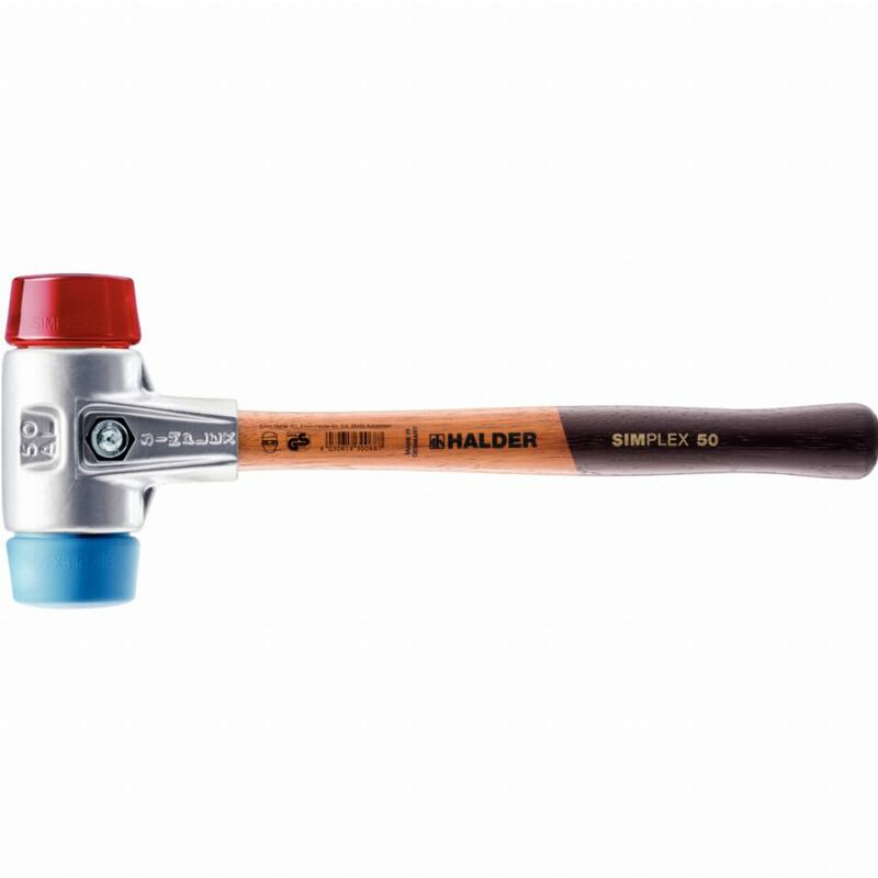 Maillet Halder simplex tpe souple / plastique avec boîtier en aluminium et manche en bois - D=40 mm - 3116.040