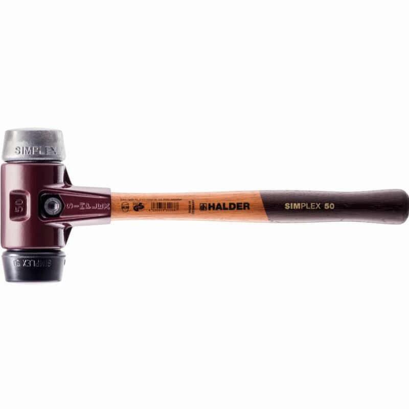 Maillet HALDER SIMPLEX Caoutchouc chargé / métal doux avec boîtier en fonte malléable et manche en bois - D=30 mm - 3029.030
