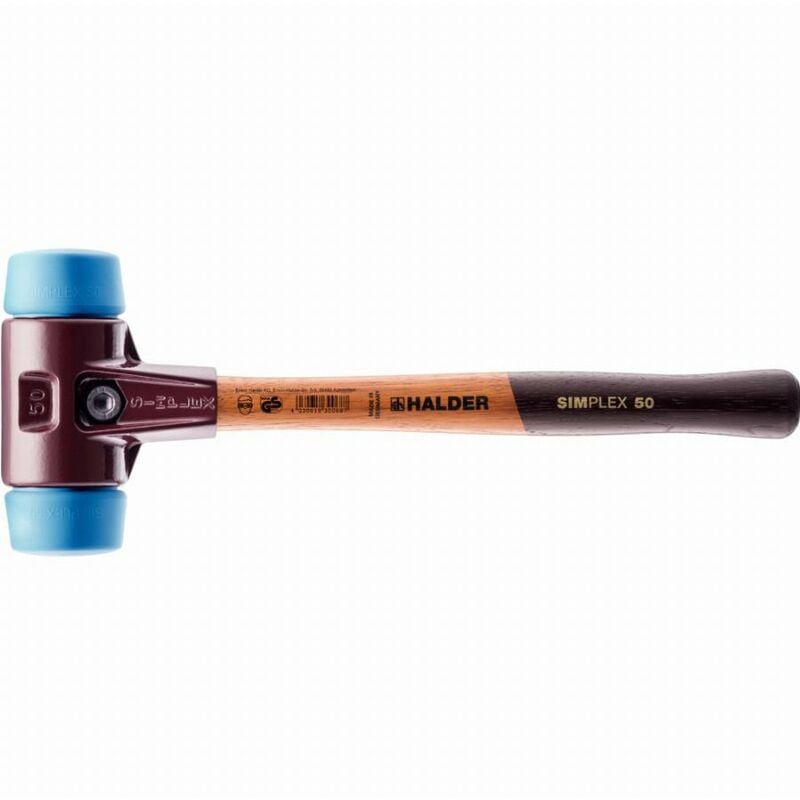 Maillet Halder simplex tpe souple avec boîtier en fonte malléable et manche en bois - D=30 mm - 3001.030