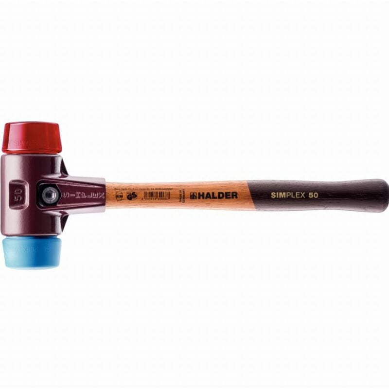 Maillet Halder simplex tpe souple / plastique avec boîtier en fonte malléable et manche en bois - D=30 mm - 3016.030