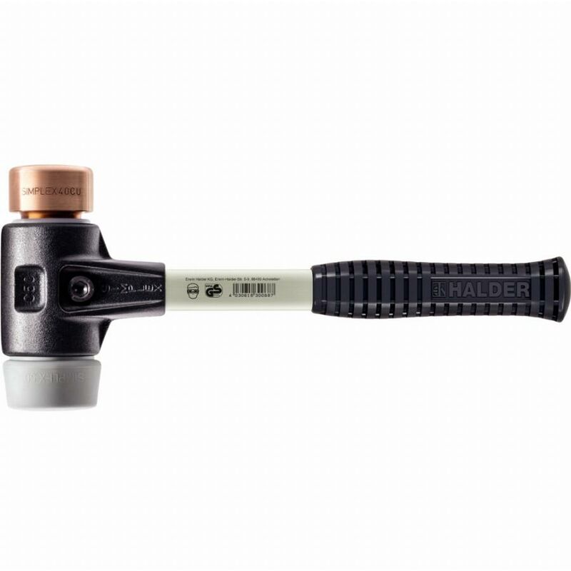 Maillet HALDER SIMPLEX TPE-mid / cuivre avec boîtier en fonte malléable renforcée et manche en fibre de verre - D=30 mm - 3734.030