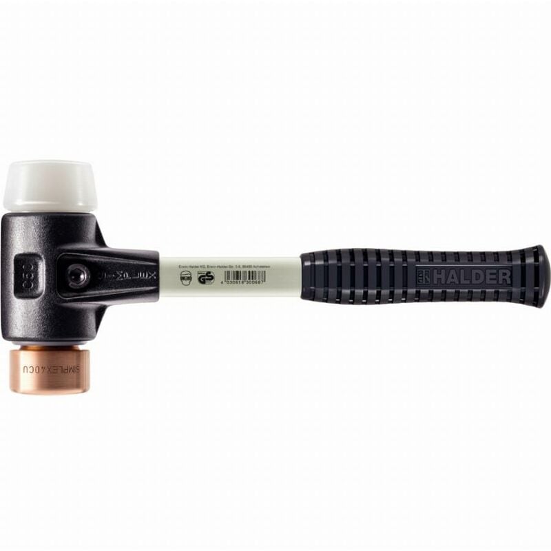 Maillet Halder simplex Cuivre / superplastique avec boîtier en fonte malléable renforcée et manche en fibre de verre - D=40 mm - 3747.040