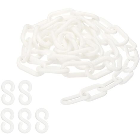 Maillons de chaîne en plastique blanc, 100 cm,6 mm, pour barrières, parkings, clôtures, portails et décoration