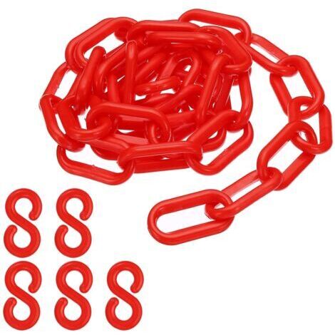 Maillons de chaîne en plastique rouge, 100 cm,6 mm, pour barrières, parkings, clôtures, portails et décoration