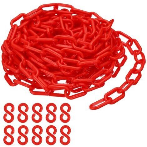 Maillons de chaîne en plastique rouge, 700 cm,6 mm, pour barrières, parkings, clôtures, portails et décoration