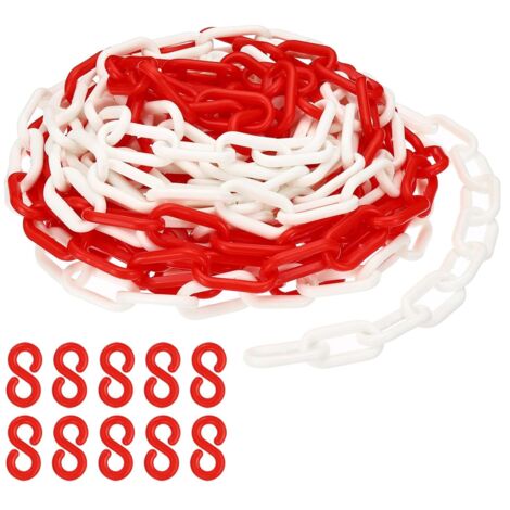 Maillons de chaîne en plastique rouge et blanc, 700 cm,6 mm, pour barrières, parkings, clôtures, portails et décoration