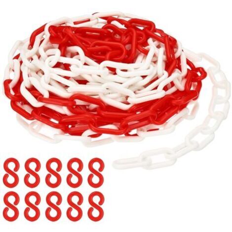 Maillons de chaîne en plastique rouge et blanc, 700 cm,6 mm, pour barrières, parkings, clôtures, portails et décoration