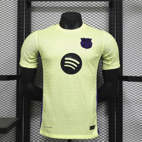 Maillot de football jaune clair à bords violets, séchage rapide, version fan extérieur Barcelone 25-26, inspiré de la Coupe du Monde.-M