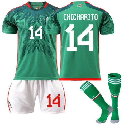 Maillot Mexique Coupe du Monde numéro 14, tenue de foot enfant et adulte-26