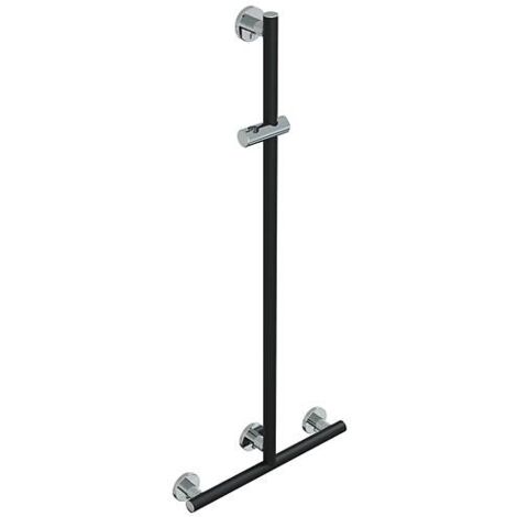 Main courante de douche avec barre de douche Elida Plus noir mat chromé LxHxP:500x1200x87mm