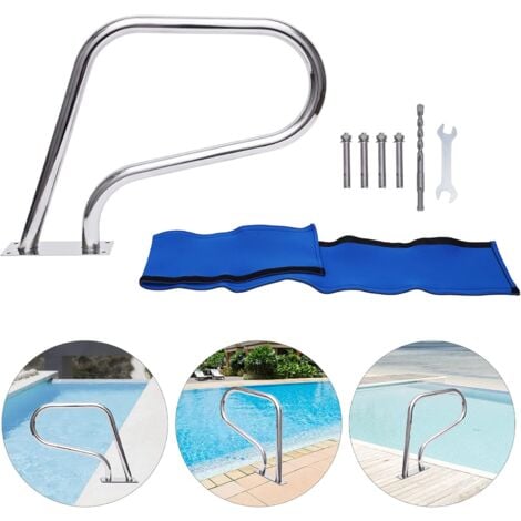 SENDERPICK Main courante de piscine en acier inoxydable avec une capacité de charge de 120 kg, main courante de piscine, main courante avec poignée de protection, idéale pour les piscines, spas et parcs aquatiqu