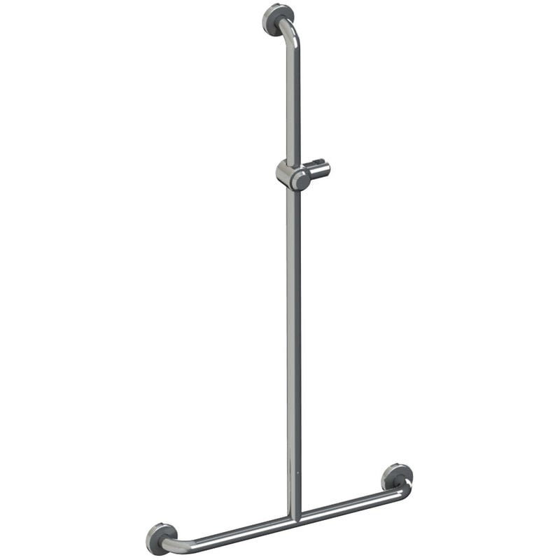 Main courante de douche en t chromée avec support douchette 600 x 1200 mm AKW 01245-HD