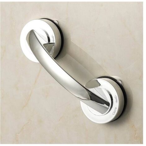 Main courante pour salle de bain Tiroir à tirette pour porte coulissante Tiroir sans poignée perforée Tiroir à tirette adhésive pressurisée, argent Grand modèle 2pcs