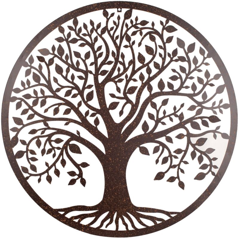 Signes Grimalt Appliquer un mur d'ornement en métal Ornement d'arbre de vie Applications en métal noir 1x82x82cm 26234