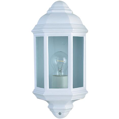 MAINE 1L Applique exterieur métal blanc verre clair, E27 Max 60w IP44 CLI haut 36cm Larg 17cm