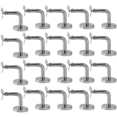 Mains Courantes Supports Muraux 20 Pièces Support de Main Courante, pour la Protection de Sécurité Dans les Cages D'escalier, Couloirs, Salles de Bain Argent