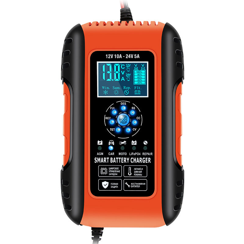 Mainteneur de Batterie Voiture 12V10A/24V5A,Chargeur Batterie Lithium Mainteneur et Automatique Réparation Fonction Portable avec Écran LCD, pour