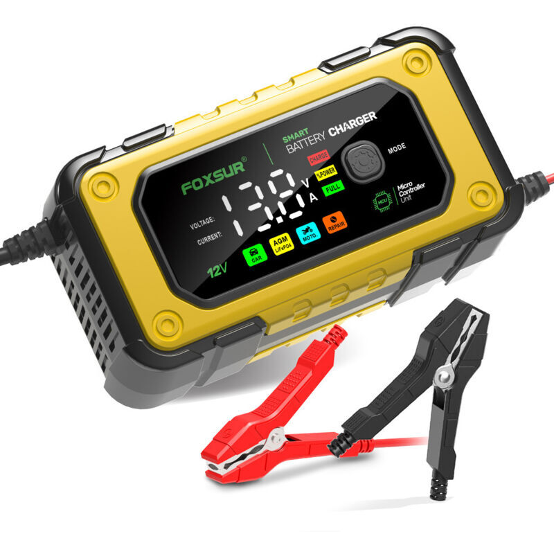 SNQ - Mainteneur de Chargeur de Batterie Intelligent 12V/24V Protections Multiples de Réparation pour Voiture, Camion/AGM/Gel/Wet/SLA,jaune