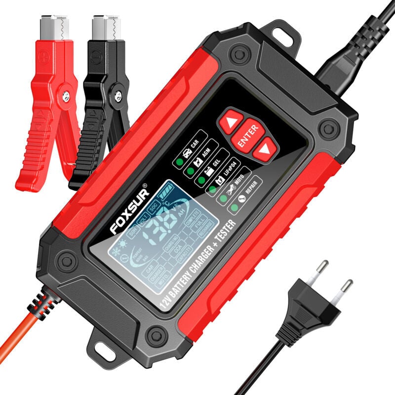 SNQ - Mainteneur de Chargeur de Batterie pour Voiture et Moto Intelligent 6A 12V, Chargeur Batterie et Automatique Réparation Fonction Camion, agm,