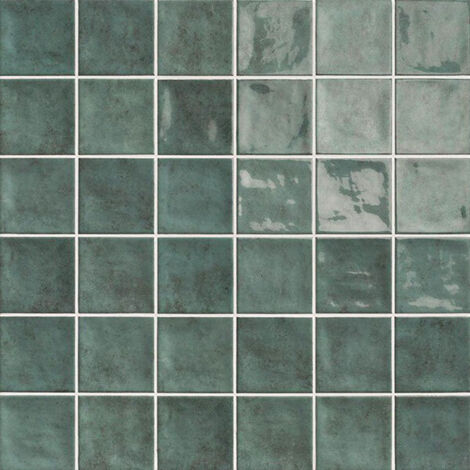 Mainzu Ceramica – Carrelage mur effet zellige chaouen ocean 10x10 cm – Grès pâte rouge pour salle de bain et cuisine – Résistant à l'eau