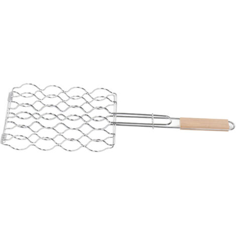 Maiskorb aus Edelstahl für den Grill mit Buchenholzgriff, Fassungsvermögen für 4 Maiskolben, ideal zum Campen und Grillen