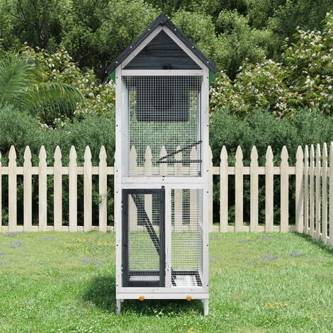 Maison à oiseaux gris 60x58,5x160 cm bois massif de pin