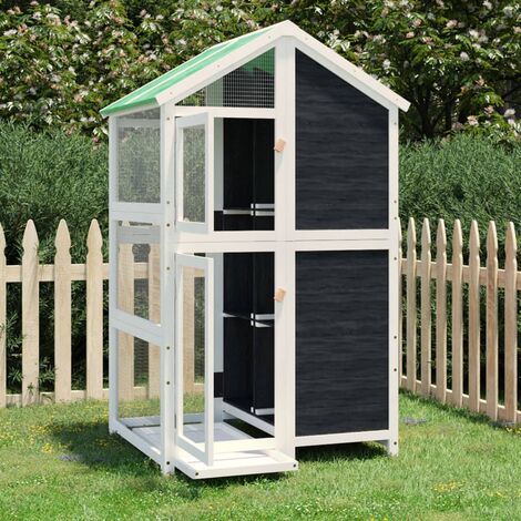 Maison à oiseaux Nichoir à oiseaux gris 97x81x152 cm bois massif de pin 14991 - Gris
