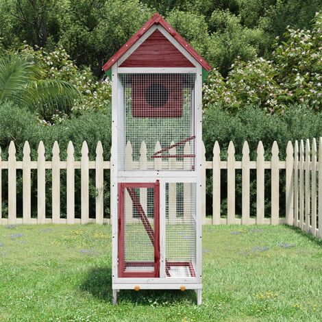 Maison à oiseaux Nichoir à oiseaux moka 60x58,5x160 cm bois massif de pin 79540 - Brun