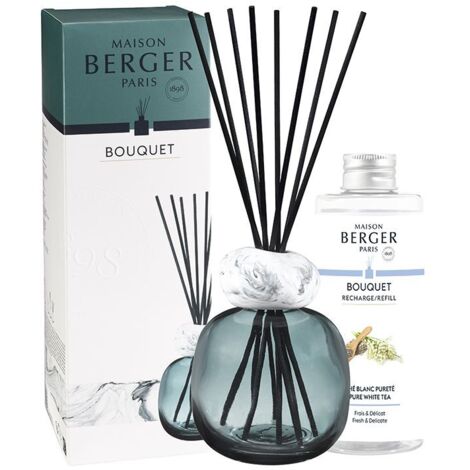 Maison Berger - Diffusore a bastoncini MINERAL Blu + 200ml Thé Blanc Pureté