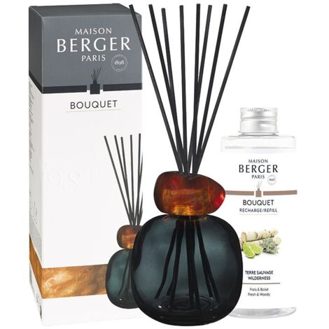 Maison Berger - Diffusore di profumo a bastoncini MINERAL Noir + 200ml Terre Sauvage