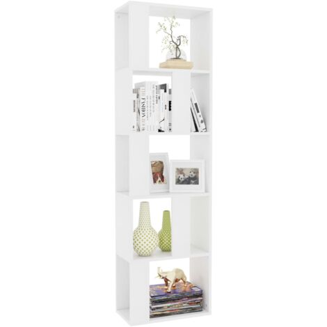 Maison Chic – Bibliothèque blanche 45x24x159 cm – Aggloméré – 5 compartiments – Rangement décoratif pour livres et objets – Facile à assembler